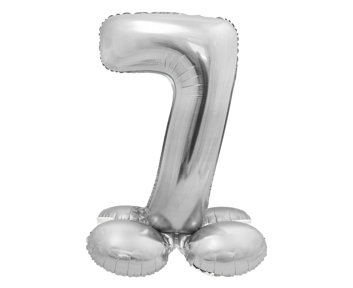 Balon foliowy Smart, Cyfra stojąca 7, srebrna, 72 cm KK