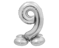 Balon foliowy Smart, Cyfra stojąca 9, srebrna, 72 cm KK