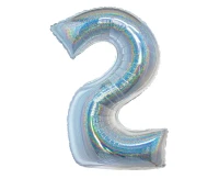 Balon foliowy B&C, Cyfra 2, holograficzna srebrna, 76 cm KK