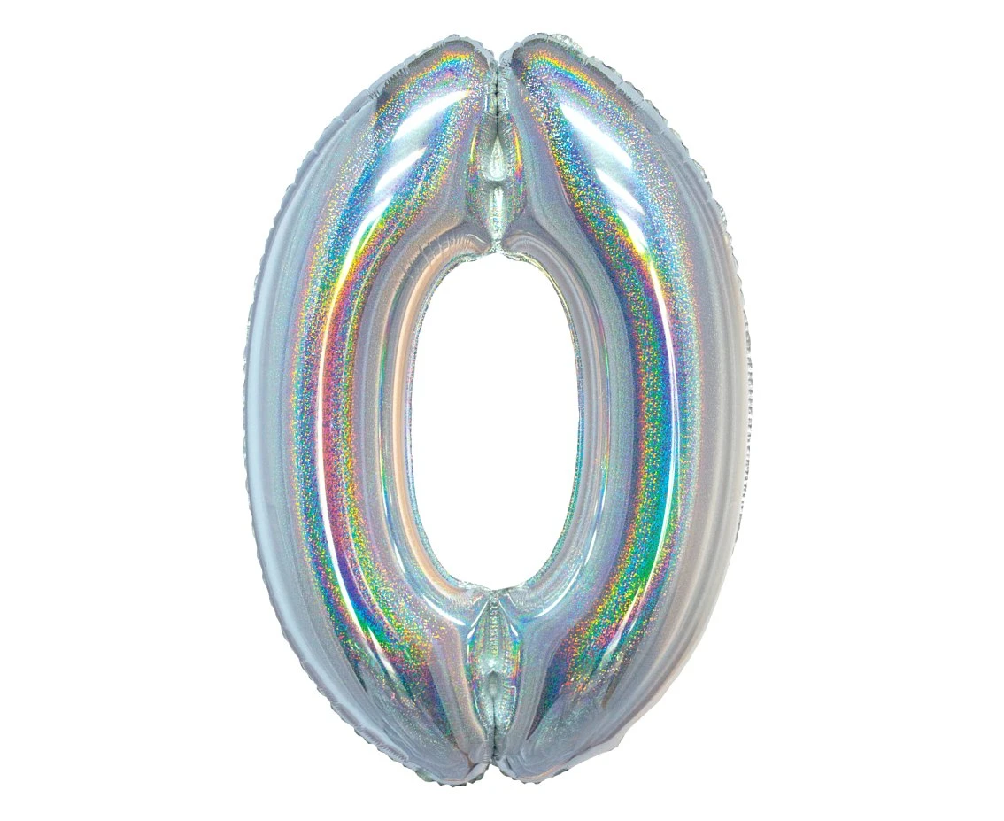 Balon foliowy B&C, Cyfra 0, holograficzna srebrna, 76 cm KK