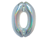Balon foliowy B&C, Cyfra 0, holograficzna srebrna, 76 cm KK