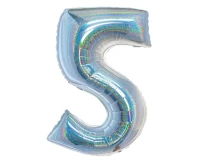 Balon foliowy B&C, Cyfra 5, holograficzna srebrna, 76 cm KK