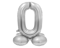 Balon foliowy Smart, Cyfra stojąca 0, srebrna, 72 cm KK