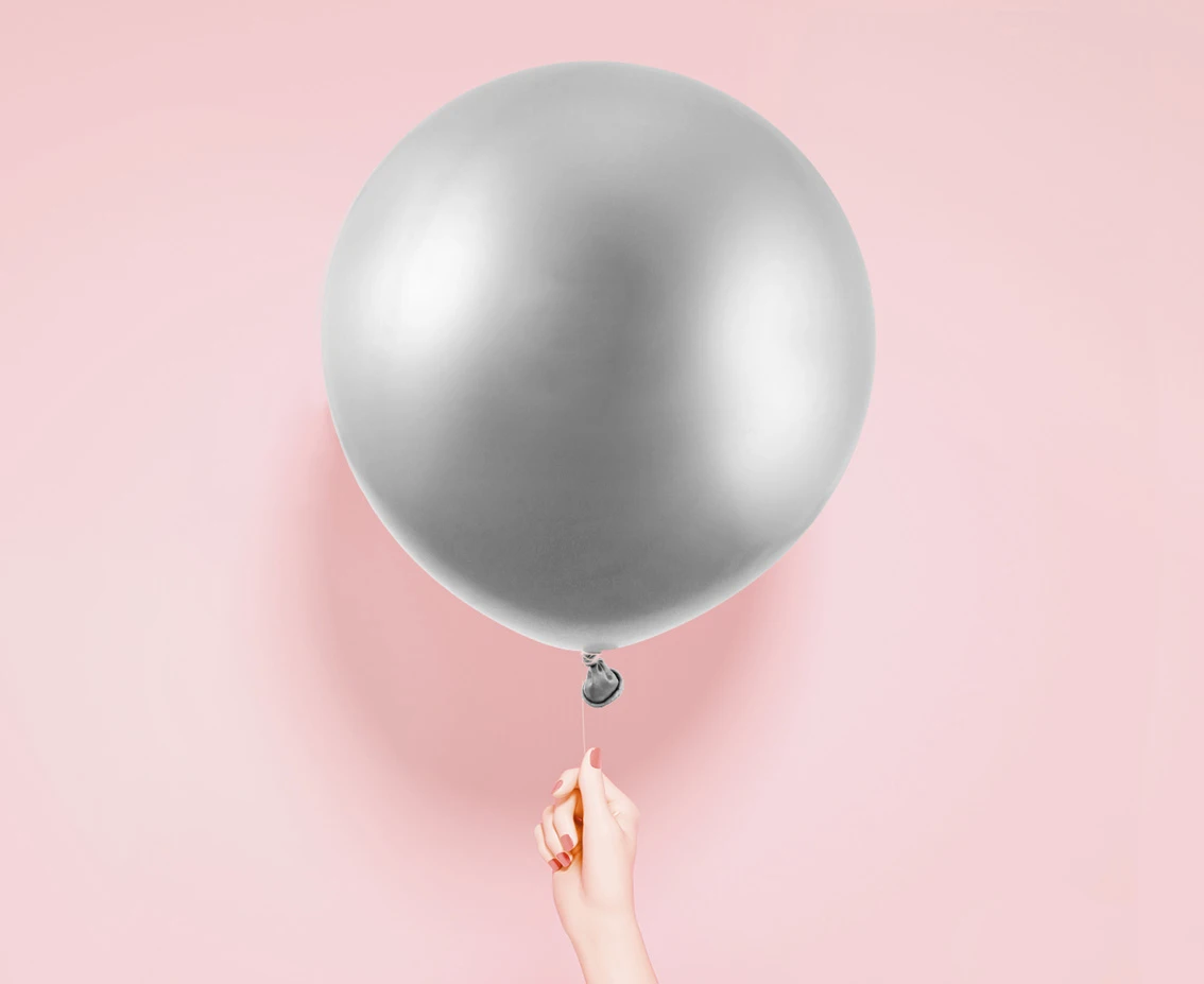 Balony B&C 24", platyna srebrne, 1szt.