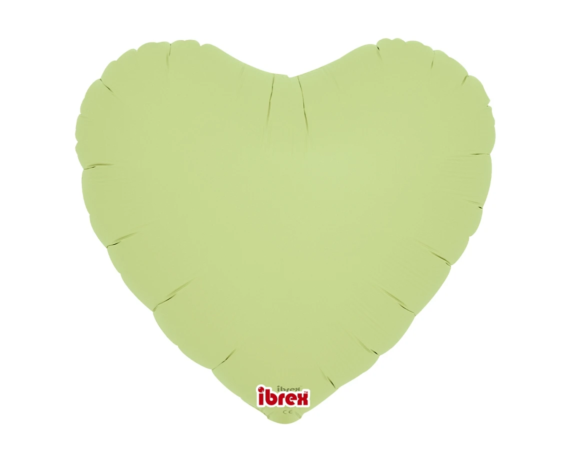 Balon Ibrex Hel, serce 14", Pastel Green, 5 szt.