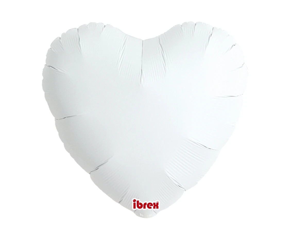 Balon Ibrex Hel, serce 14", White, 5 szt.
