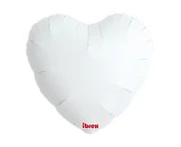 Balon Ibrex Hel, serce 18", White, 5 szt.