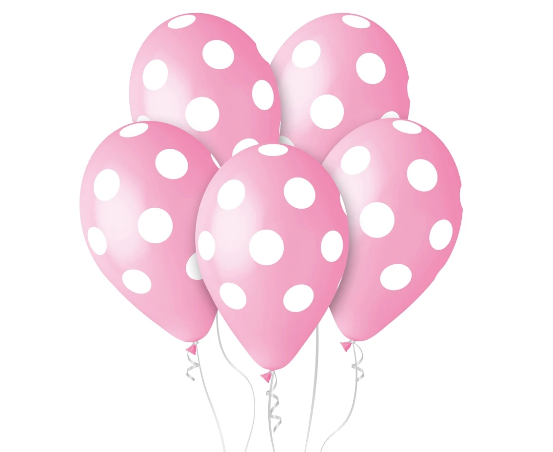 Balony Premium Grochy, jasnoróżowe, 12"/ 5 szt.