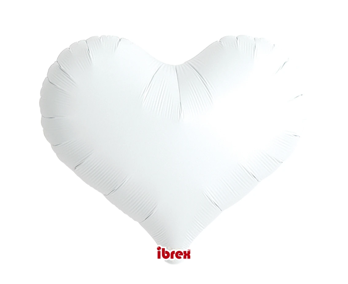 Balon Ibrex Hel, serce Jelly 18", White, 5 szt.