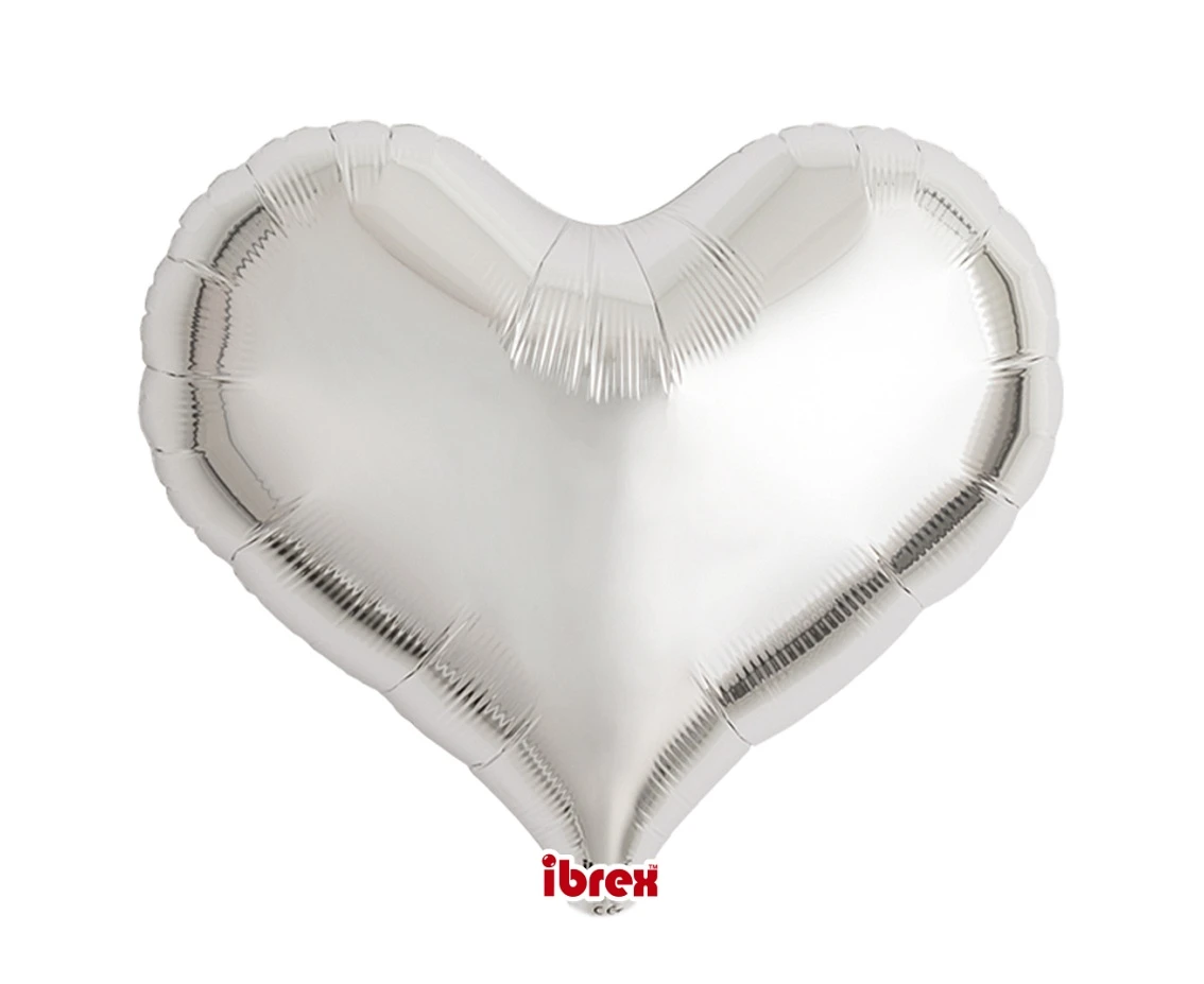 Balon Ibrex Hel, serce Jelly 18", Metallic Silver, 5 szt.