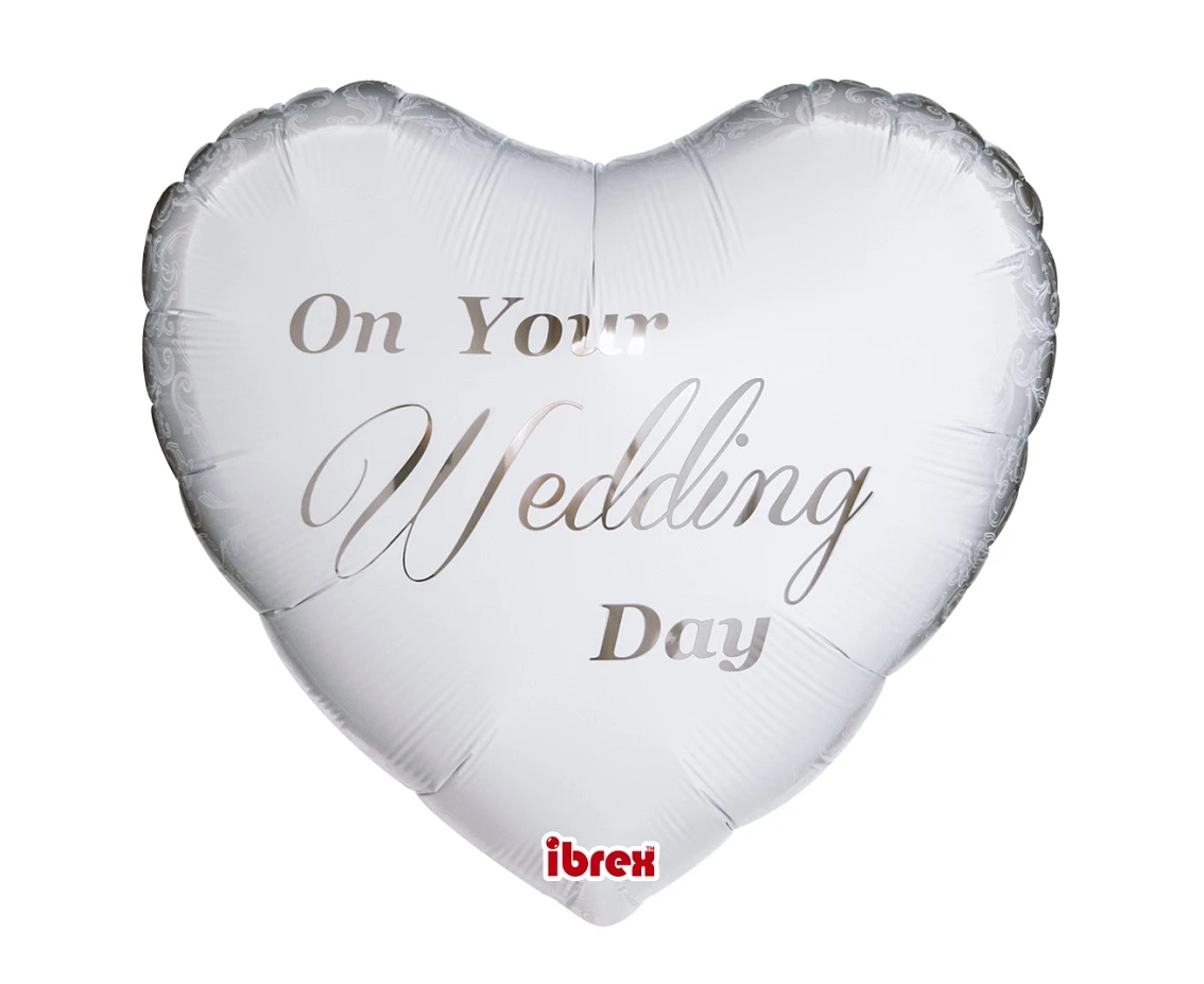 Balon Ibrex Hel, serce 14", White On Your Wedding Day, packed