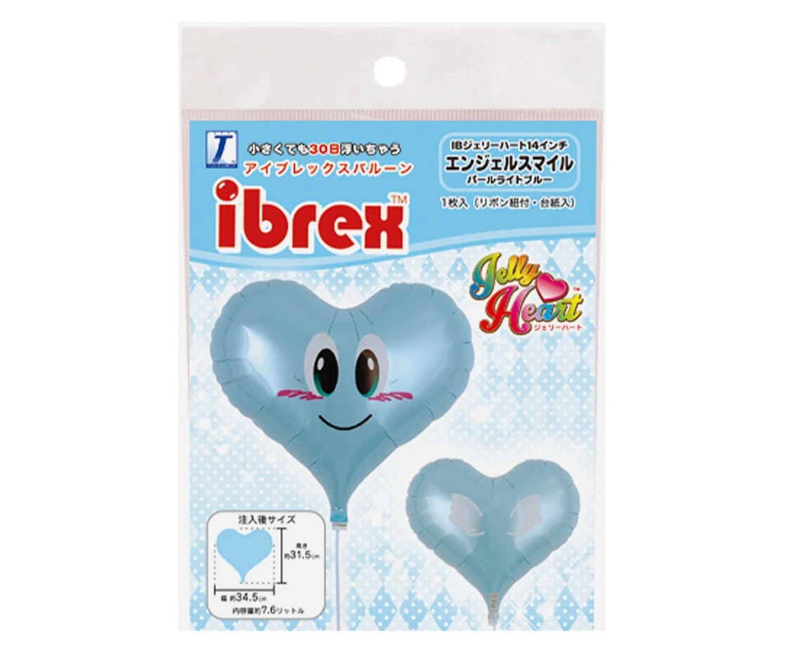 Balon Ibrex Hel, serce Jelly 14", Smile Angel PL Blue, packed