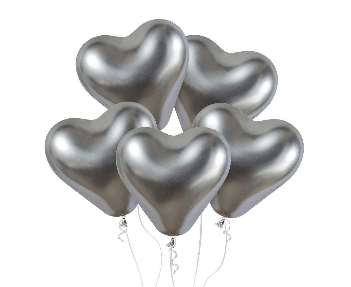 Balony Gemar 12", CRB shiny serca srebrne, 25szt.