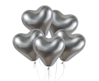 Balony Gemar 12", CRB shiny serca srebrne, 25szt.