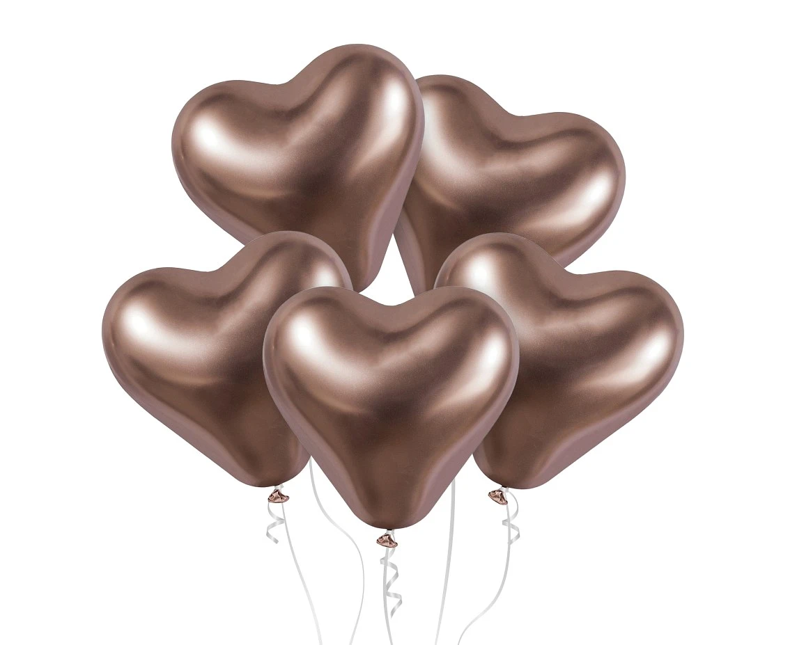 Balony Gemar 12", CRB shiny serca różowo-złote, 25szt. KK
