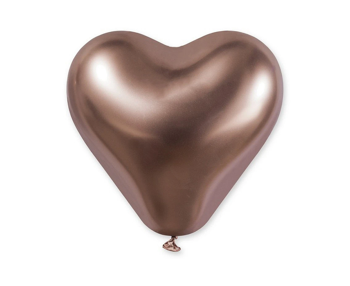 Balony Gemar 12", CRB shiny serca różowo-złote, 25szt. KK