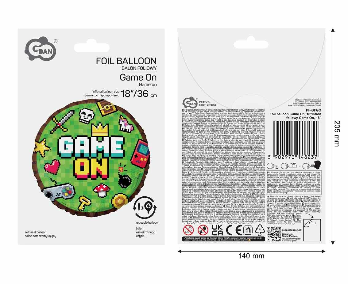 Balon foliowy Game On, 18" AA