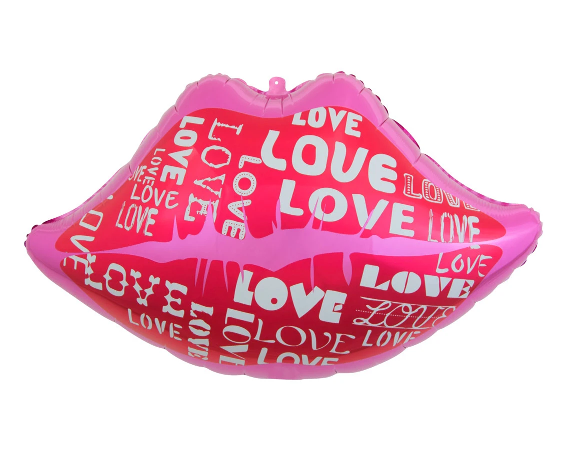 Balon foliowy Usta z napisem Love, 62x38 cm KK