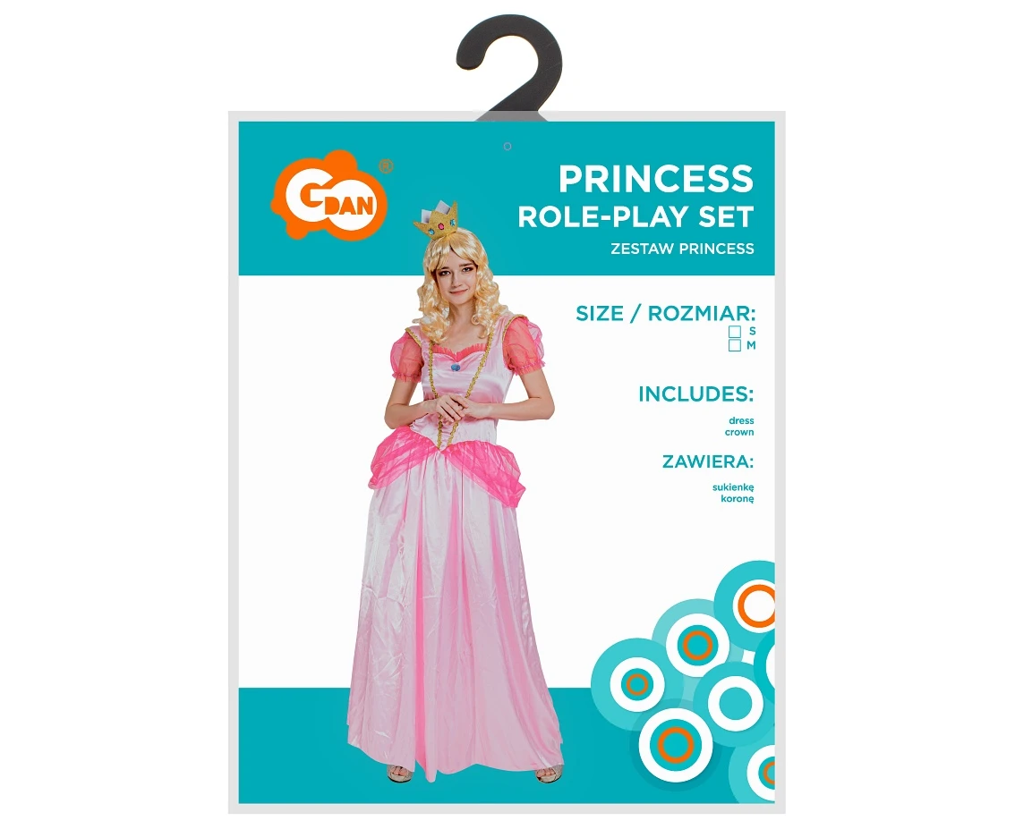 Zestaw dla dorosłych "Princess" (sukienka, korona), rozm. S