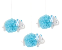 Dekoracja wisząca Floral Elephant, niebieska, 23 cm, 3 szt. KK