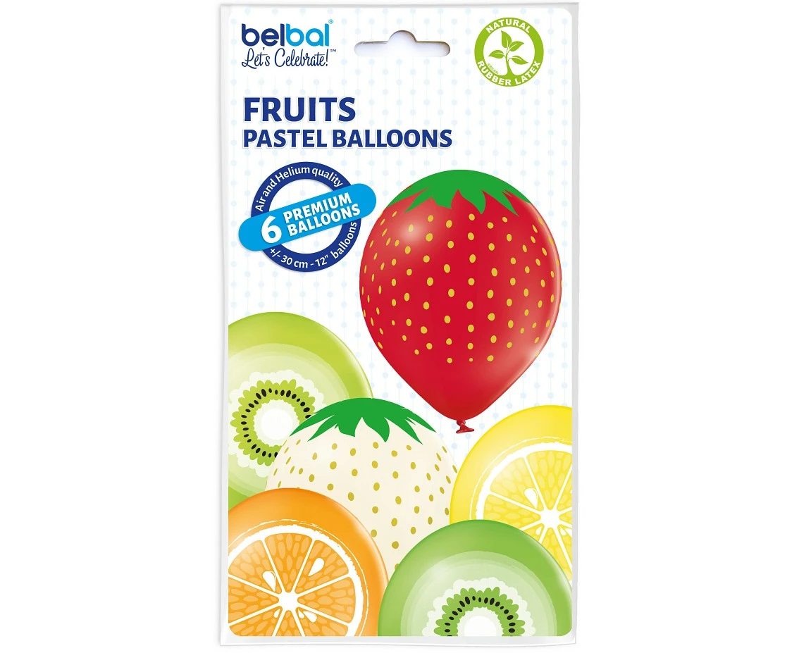 Balony Belbal 12", D11, owoce, 6szt.