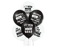 Balony Belbal 12", D11, najlepsza żona na świecie biało-czarne, 6szt. KK
