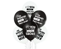 Balony Belbal 12", D11, najlepszy mąż na świecie biało-czarne, 6szt. KK