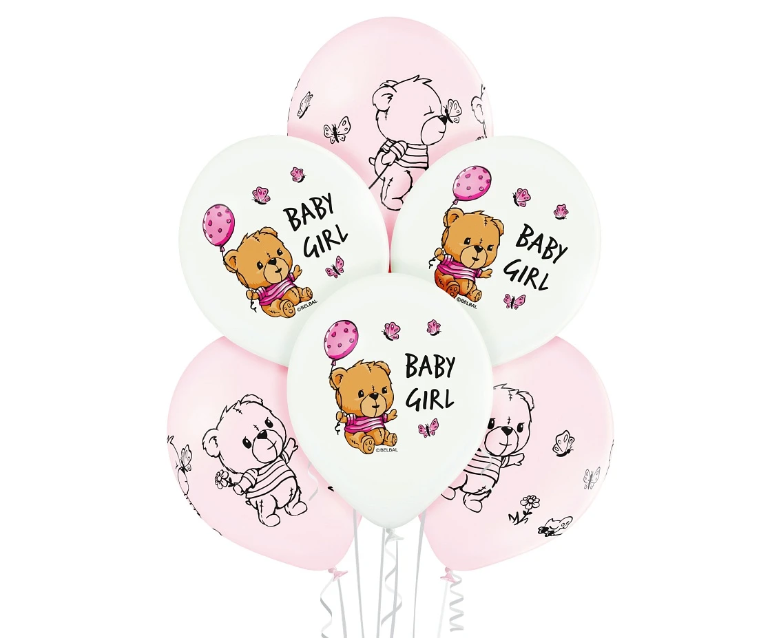 Balony Belbal 12", D11, Baby girl mix, 6szt.
