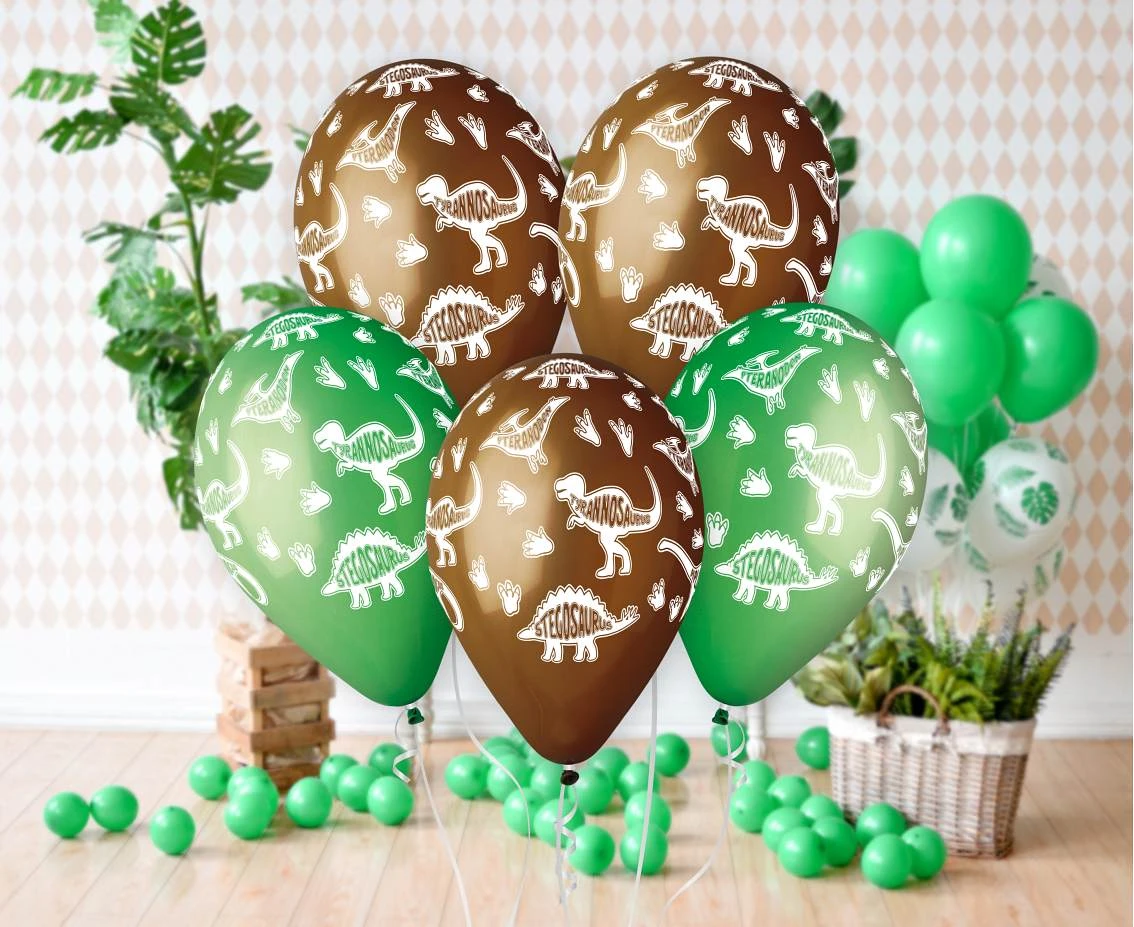 Balony Gemar 13", pastel premium hel dinozaury stegosaurus, 5szt. KK
