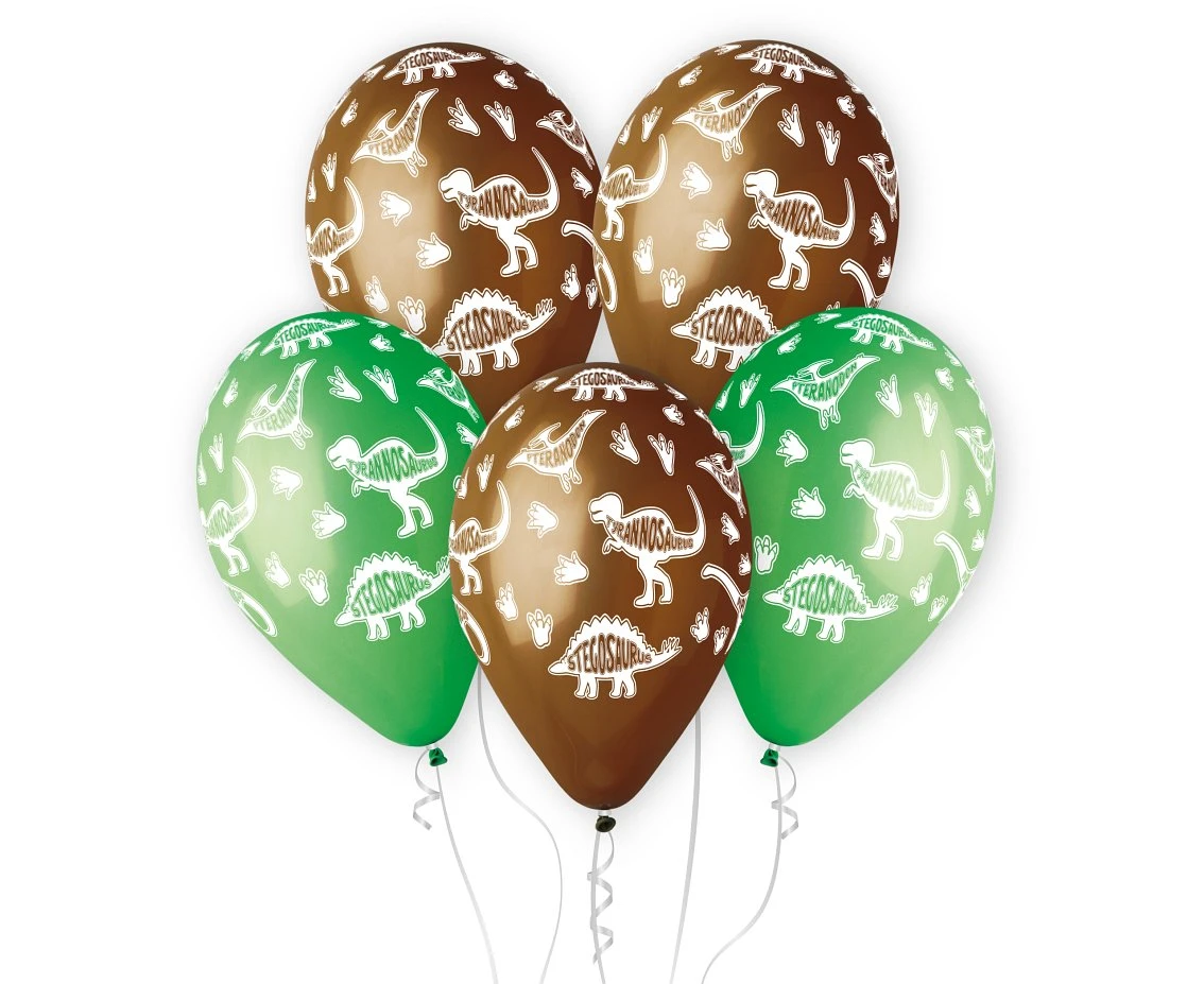 Balony Gemar 13", pastel premium hel dinozaury stegosaurus, 5szt. KK