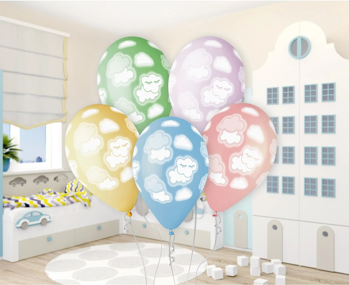 Balony Gemar 13", pastel premium hel chmurki, 5szt. KK