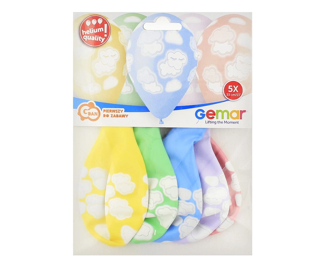 Balony Gemar 13", pastel premium hel chmurki, 5szt. KK
