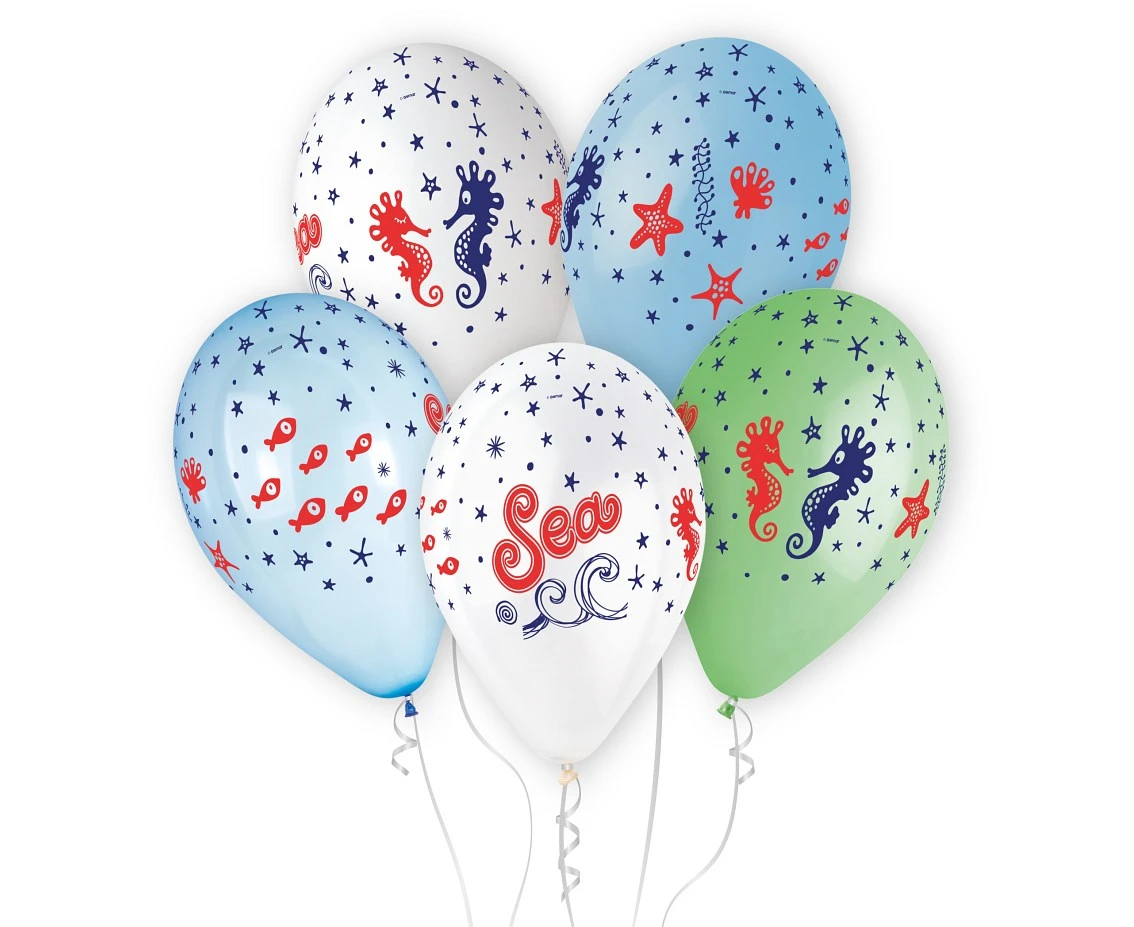 Balony Gemar 13", pastel premium hel sea podmorski świat, 5szt. KK