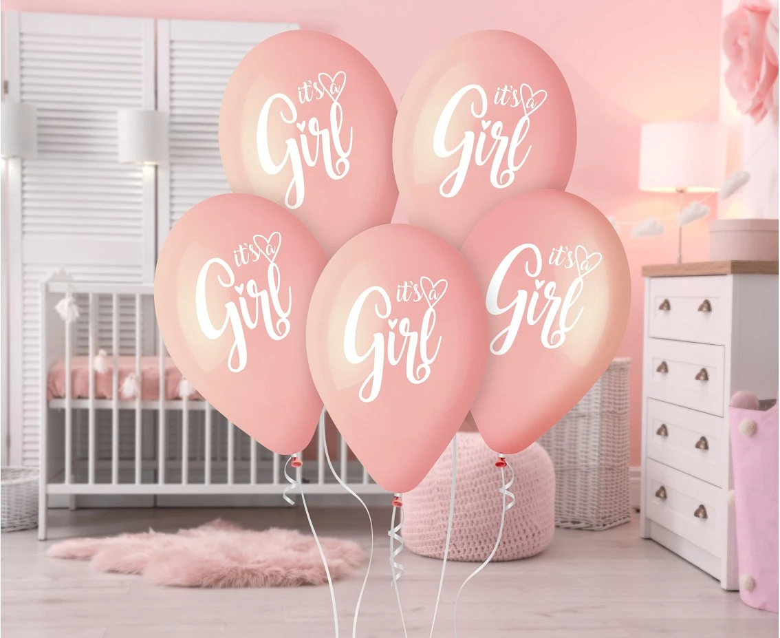 Balony Gemar 13", pastel premium hel it''''s a girl, 5szt. KK