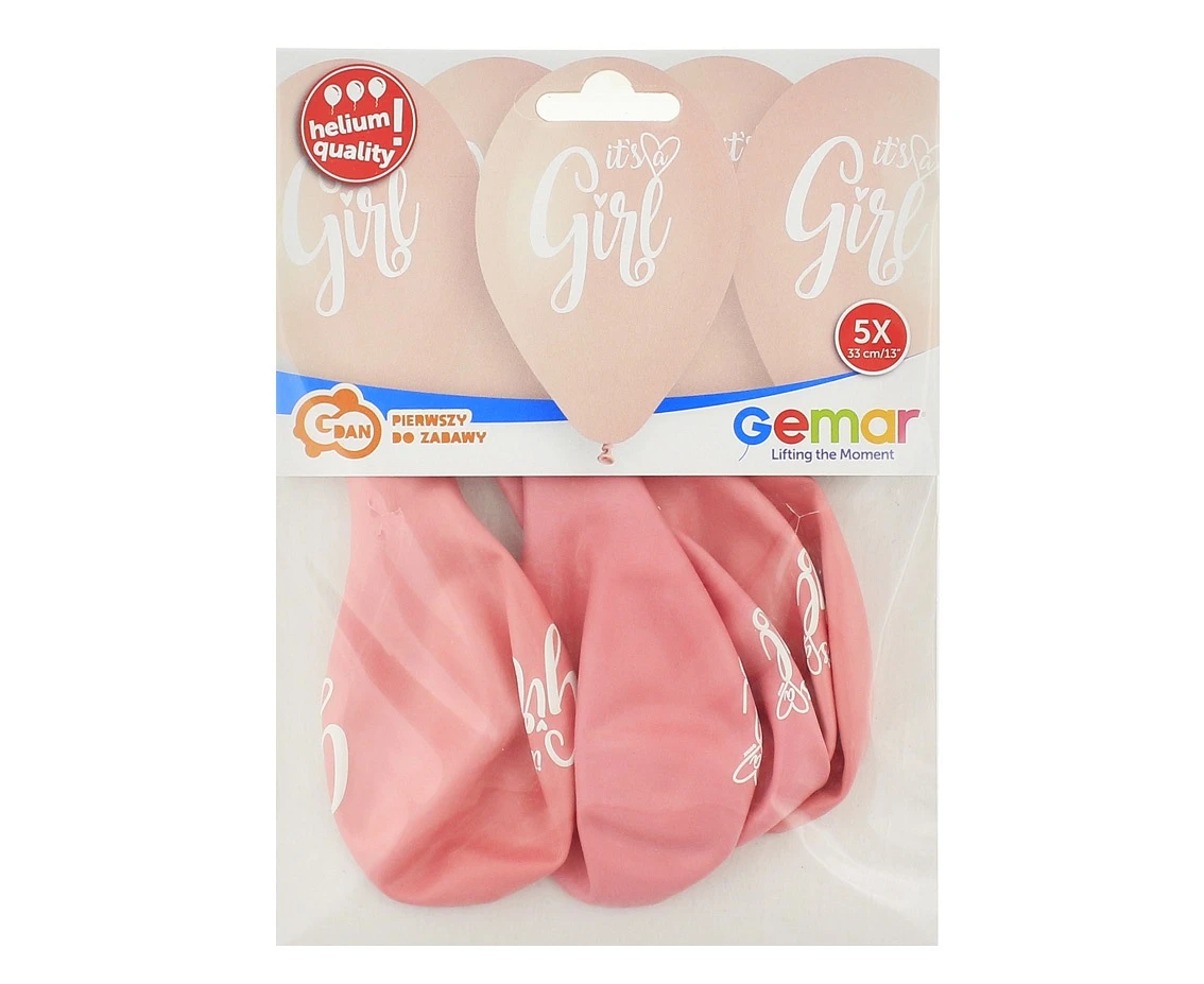 Balony Gemar 13", pastel premium hel it''''s a girl, 5szt. KK
