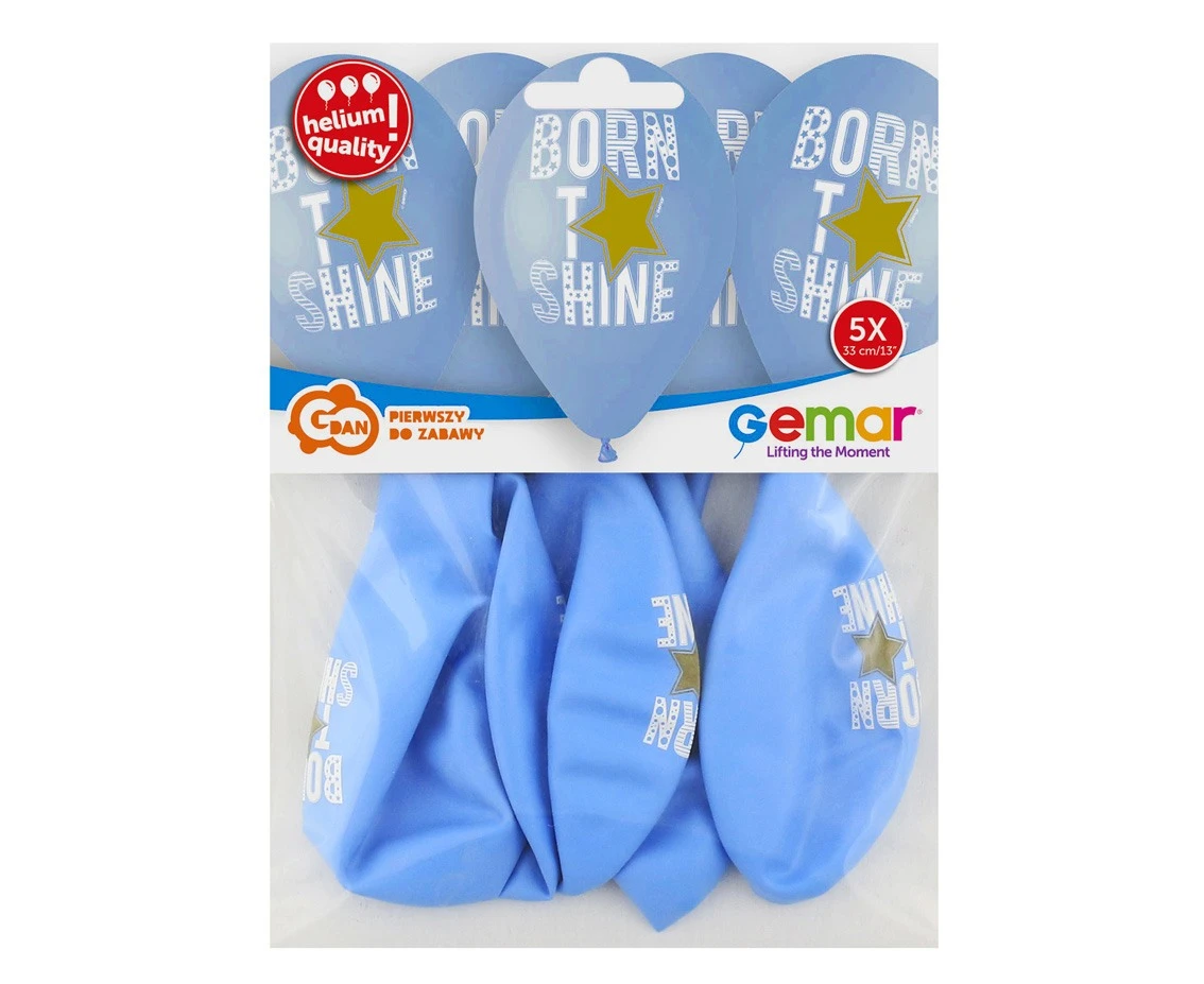 Balony Gemar 13", pastel premium hel born to shine (niebieskie), 5szt. KK