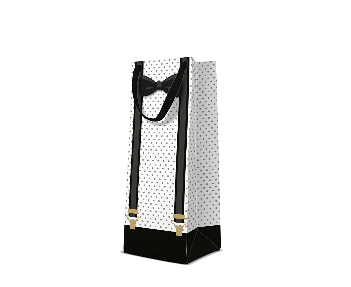 Torebka prezentowa na wino Elegant Man, 12x37x10 cm