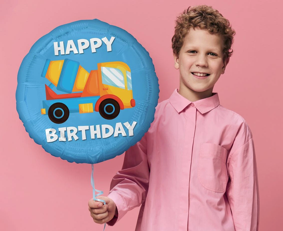 Balon foliowy Betoniarka (Happy Birthday), 18"