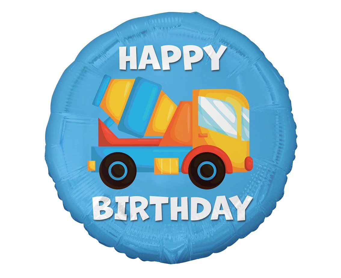 Balon foliowy Betoniarka (Happy Birthday), 18"