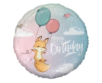 Balon foliowy Lisek (Happy Birthday), 18 cali KK