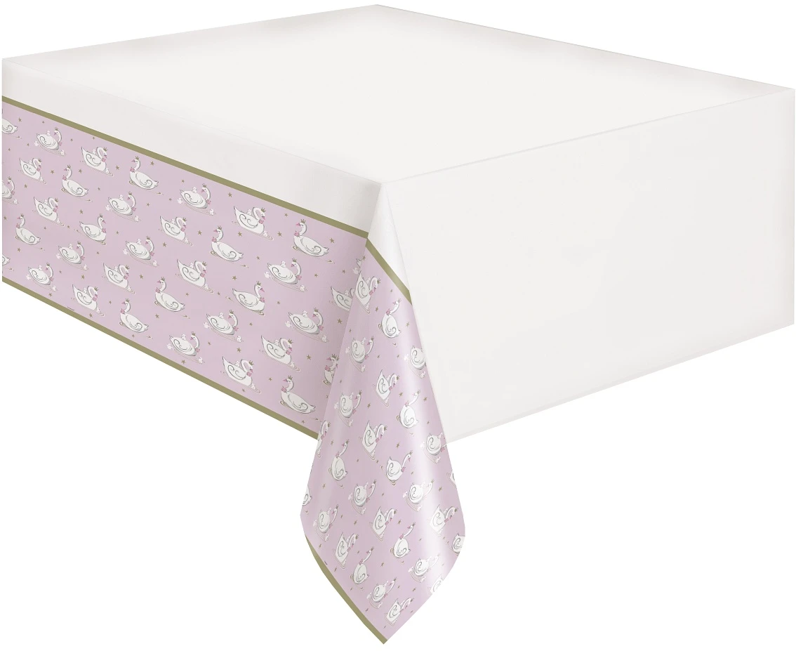 Obrus plastikowy Swan Birthday, 137 x 213 cm KK