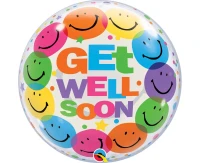 Balon foliowy 22" QL Bubble Poj. "Get Well Soon - Smile Faces" KK