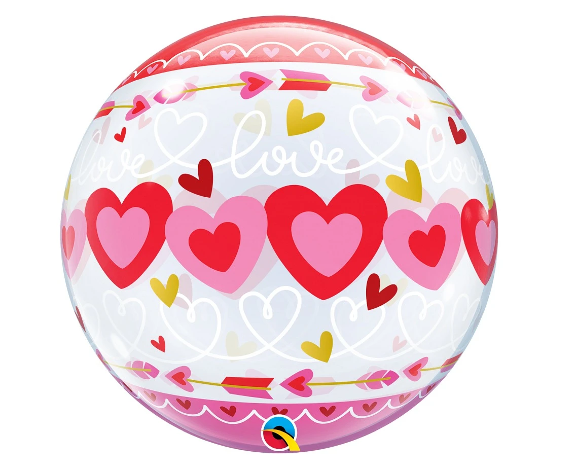 Balon foliowy 22" QL Bubble Poj. "Love - Connected Hearts" KK