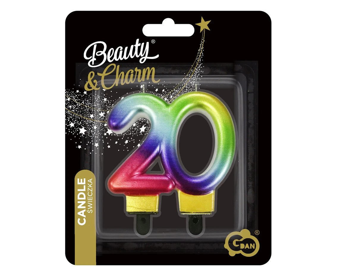 Świeczka B&C cyferka 20, Galaxy, 7,5 cm KK
