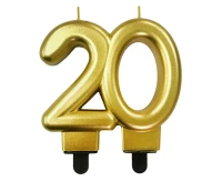 Świeczka B&C cyferka 20, metalik złota, 8 cm