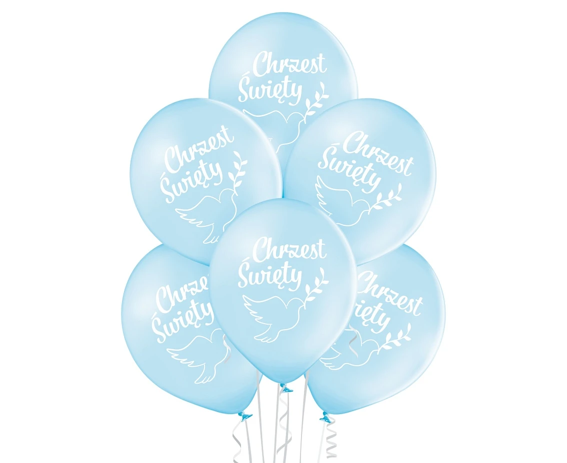 Balony Belbal 12", D11, chrzest święty błękitne, 6szt.