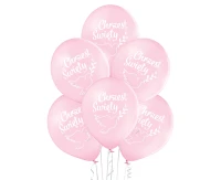 Balony Belbal 12", D11, chrzest święty różowe, 6szt.