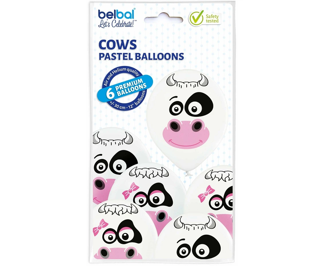 Balony Belbal 12", D11, krowy, 6szt.