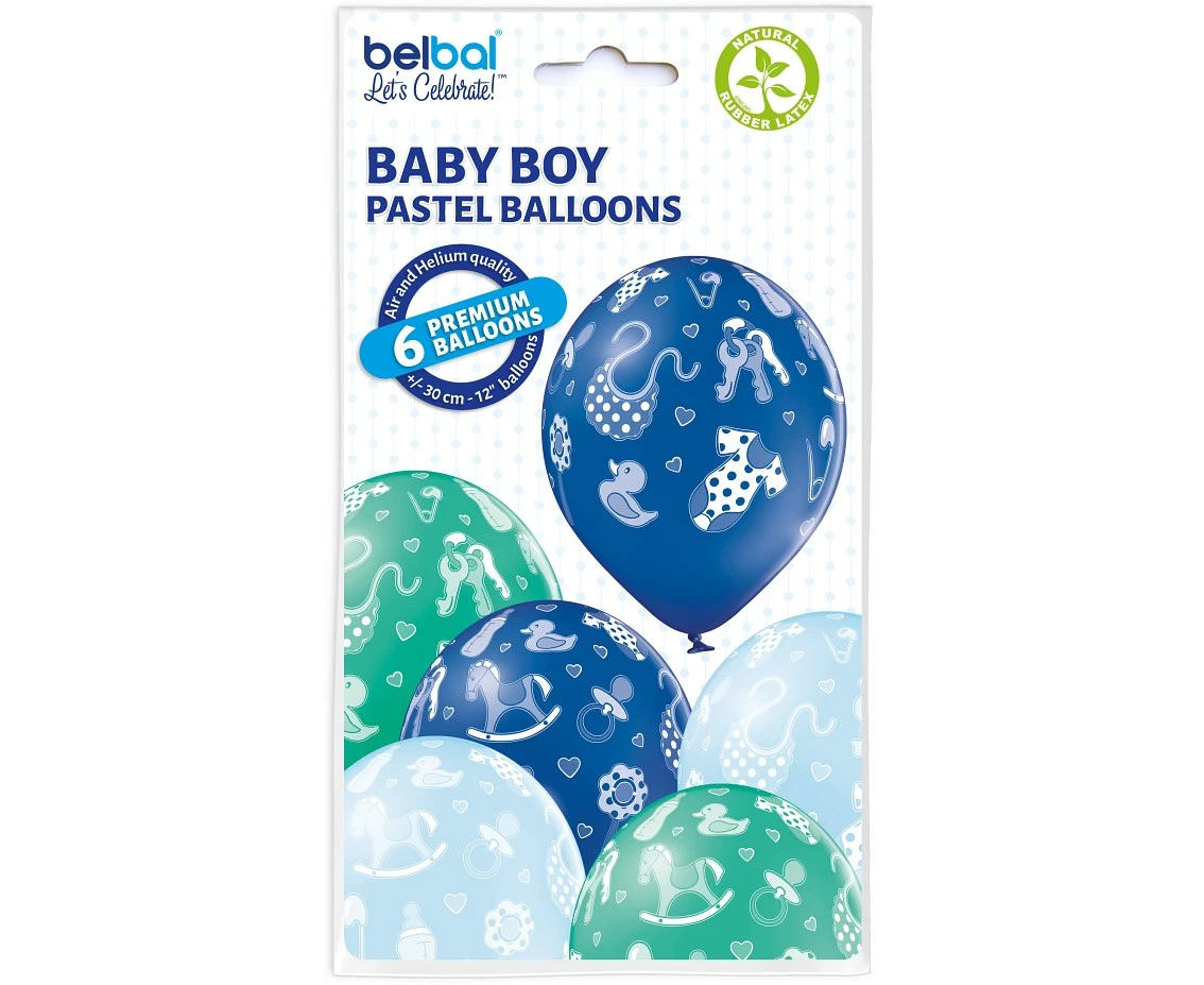 Balony Belbal 12", D11, baby chłopiec, 6szt. KK