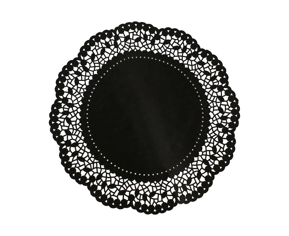 Serwetka dekoracyjna czarna, śr.36 cm, 6 szt.